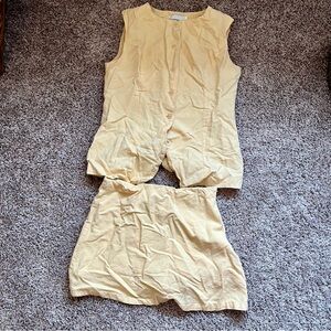 Elegant Sleeveless Yellow Pantsuit